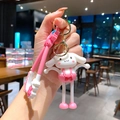 Cute white puppy keychain with pink overalls and gold clasp for bags and keys - Sakura Cinnamoroll (B471-4) / Single Piece