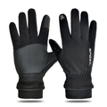 Men's black winter touch screen sports gloves with windproof fleece lining and anti-slip grip - One Size / Black (High Stretch Suede)
