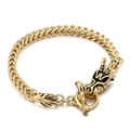 Herren Armband aus 18K vergoldetem Titanstahl mit Drachenkopf und gewebter Kettenstruktur - 22cm / Gold (22cm)