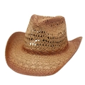 Καφέ διάτρητο πλεκτό ψάθινο καπέλο cowboy με κυρτό γείσο σε κλασικό δυτικό στυλ - Ένα μέγεθος / Χακί Καφέ (Απλό Καπέλο)