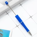 Customizable blue plastic DIY beadable ballpoint pen with metal rod and spherical top - Fluorescent Blue