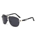 Occhiali da sole aviator neri polarizzati con dettagli in argento per uomo - Montatura Argento Lente Grigio Nero