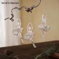 Set of 3 clear acrylic ballerina ornaments with gold glitter for Christmas tree decor - Set of 3: Dancers