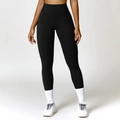 Leggings da yoga neri classici a vita alta con controllo della pancia e vestibilità slim - S / Nero Premium
