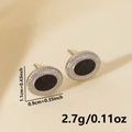 Detailed size chart showing 1.1cm diameter and 2.7g weight for silver ear studs - Silver Black Style (D291-S-B)