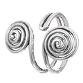 Vintage silver hollow spiral ring with retro geometric twisted lines and ethnic style design - Double Spiral Vortex Style (N-345)