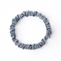 Grey 19mm mulberry silk scrunchie with natural satin folds on a white background - 1cm/19 Momme / Grey Blue
