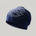 Berretto slouchy blu navy da uomo con stampa grafica bianca a tema musica Rock - Stile Musica Rock / Blu navy