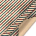 Thick kraft Christmas gift wrapping paper with vintage red and green stripes and stars - 50x70cm / Christmas Album