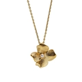 Elegante collana dorata con pendente a petalo realistico e una perla rotonda centrale - LN225 Perla Naturale Oro