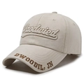 Gorra de béisbol de lona beige con bordado Woodmied y visera curva clásica - Ajustable / Beige Claro