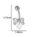 Silver bow belly button ring with zircon stones and dimensions 2.73cm by 1.46cm - Bowknot Pendant - Silver (0198-3#银)