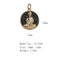 Détail du pendentif Bouddha en or 14 carats avec pavé de cristaux noirs et dimensions - Statue de Bouddha H-7340