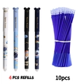 Space-themed erasable gel pen set with astronaut patterns and 10 blue ink refills - Astronaut Style Pens And Refills / Black Ink