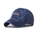 Cappellino da baseball blu scuro lavato con ricamo COVERI e dettagli usurati - Regolabile / Blu navy