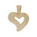 Hip hop cuban link necklace in golden finish with a full crystal heart pendant - Gold Pendant Only