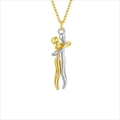 Detail view of stylized gold and silver hug pendant necklaces on white background - Small (2.6cm) / Silver + Gold