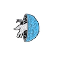 Spilla smaltata gatto bianco carino che salta da una luna blu accessorio - Volpe Volante della Luna (CC1197)