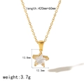 Collana con ciondolo a stella in acciaio al titanio placcato oro 18k con zircone incastonato - Ciondolo a Stella Bianca (TN3314-WT)
