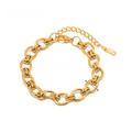 Bracciale a catena spessa in acciaio inossidabile placcato oro 18K con chiusura a moschettone - Stile Tondo a Maglie Miste Oro (JDB201433)