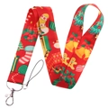 Cordino natalizio rosso con motivi di pan di zenzero e albero, dotato di gancio in metallo - Campana di Natale e omino di pan di zenzero rossi (Solo cordino)