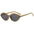 Gafas de sol cat-eye vintage verde oliva con montura ovalada y detalles de puntos plata - Verde Oscuro