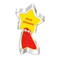 Detail view of a star-shaped stainless steel Christmas cookie cutter with meteor tail design - Ribbon Star 7352