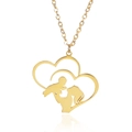 Collana in acciaio inossidabile dorato con pendente a cuore traforato madre e figlio - Madre e Figlio / Oro
