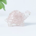 Pink quartz crystal turtle figurine with translucent texture for desktop decoration - 34 Rose Quartz