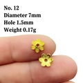 Detailed view of 7mm golden hollow flower bead caps with 1.5mm hole for jewelry making - No.12 (Dia 7mm/Hole 1.5mm)