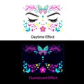 UV fluorescent butterfly face tattoo sticker FA-004 showing day and night glowing effects - FA-004