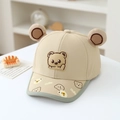 Detail of baby baseball cap featuring 3D bear ears and printed brim with cute graphics - 52cm (2-5 Years) / Light Khaki