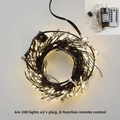 Set doppio luci fatate 6M 200 LED in rame con telecomando 8 modalità ed adattatore - Presa (Connettore Maschio/Femmina) / Filo Nero
