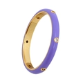 Anello minimalista in smalto viola con placcatura in oro e zirconi scintillanti da donna - US 6 / Viola