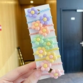 Set of 10 elastic flower hair ties for girls in assorted pastel macaron colors - Flower 10-Piece Set