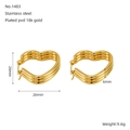 Boucles d'oreilles cœur en acier inoxydable doré 18k avec 26mm de diamètre et 6mm d'épaisseur - Boucle d'Oreille Cœur Triple Couche (ZYE1483G) / 26mm*26mm / Doré