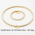 Set collana e bracciale tennis in acciaio dorato con zirconi rettangolari trasparenti - Bracciale (17+3cm) / Oro