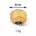 8mm golden knurled stainless steel bead with textured surface for DIY jewelry - 8x3mm / Gold