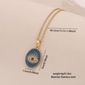 Golden stainless steel necklace with blue eye pendant featuring sparkling crystal inlay - 3# Oval Blue
