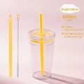 Bright yellow 450ml Tritan straw cup set including a 304 stainless steel straw brush - 450ml / Bright Yellow