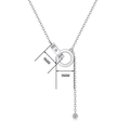 925 silver necklace with interlocking circles pendant engraved with LOVE and zircons - 40cm+5cm / LOVE Nested Rings Style (SN12470)
