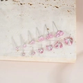 Pink heart-shaped zirconia silver stud earrings set in six various sizes - 5mm