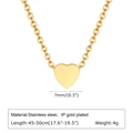 Vista detallada del collar corazón 7mm con cadena de 45-50cm y especificaciones de peso - Corazón 7*6.5MM