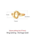 Adjustable 5x7mm oval ring blank in vintage gold finish for amber inlay - 5X7mm / Antique Gold