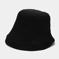 Close-up of spiral stitching detail on black cotton bucket hat with premium twill texture - M(56-58cm) / Black