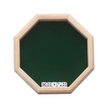 Octagonal wooden dice tray with green felt and five white dice for family board games - Natural Wood Octagon Dice Tray (Blister)