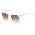 Stylish square white frame sunglasses with brown gradient lenses and silver arrow accents - White Frame Tea Lens
