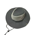 Dark grey wide brim outdoor sun hat with breathable mesh crown and adjustable wind cord - One Size(58cm) / Dark Gray