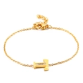 Gold-plated titanium steel bracelet featuring a minimalist letter I charm with rhinestones - Letter T Style (KB117716-KLB)