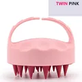 Two-tone pink scalp massager brush with soft silicone bristles for head cleaning - Two-tone Pink Wrist Handle